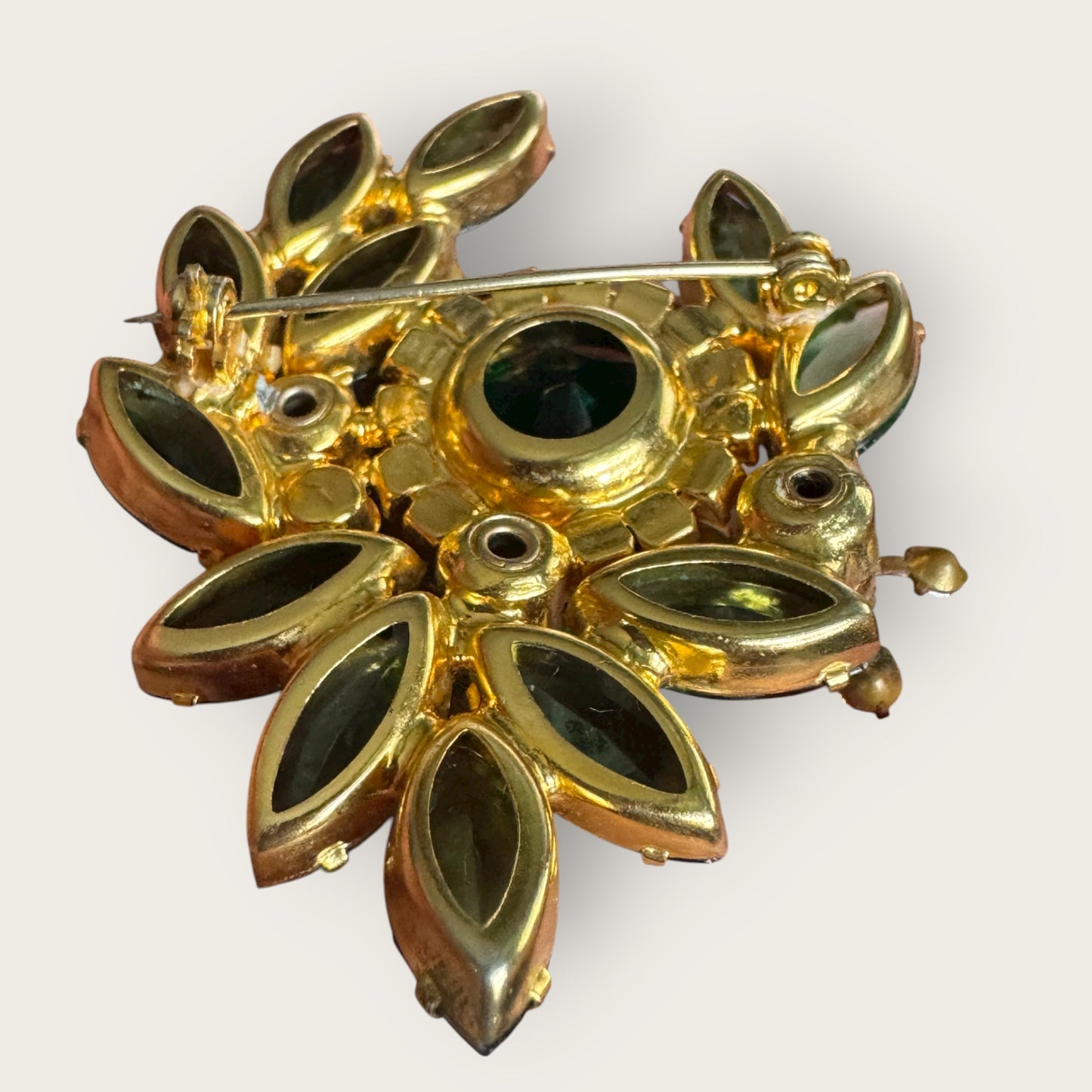 Verified Juliana Green Navette & Dentelle Florette Aurora Borealis Brooch