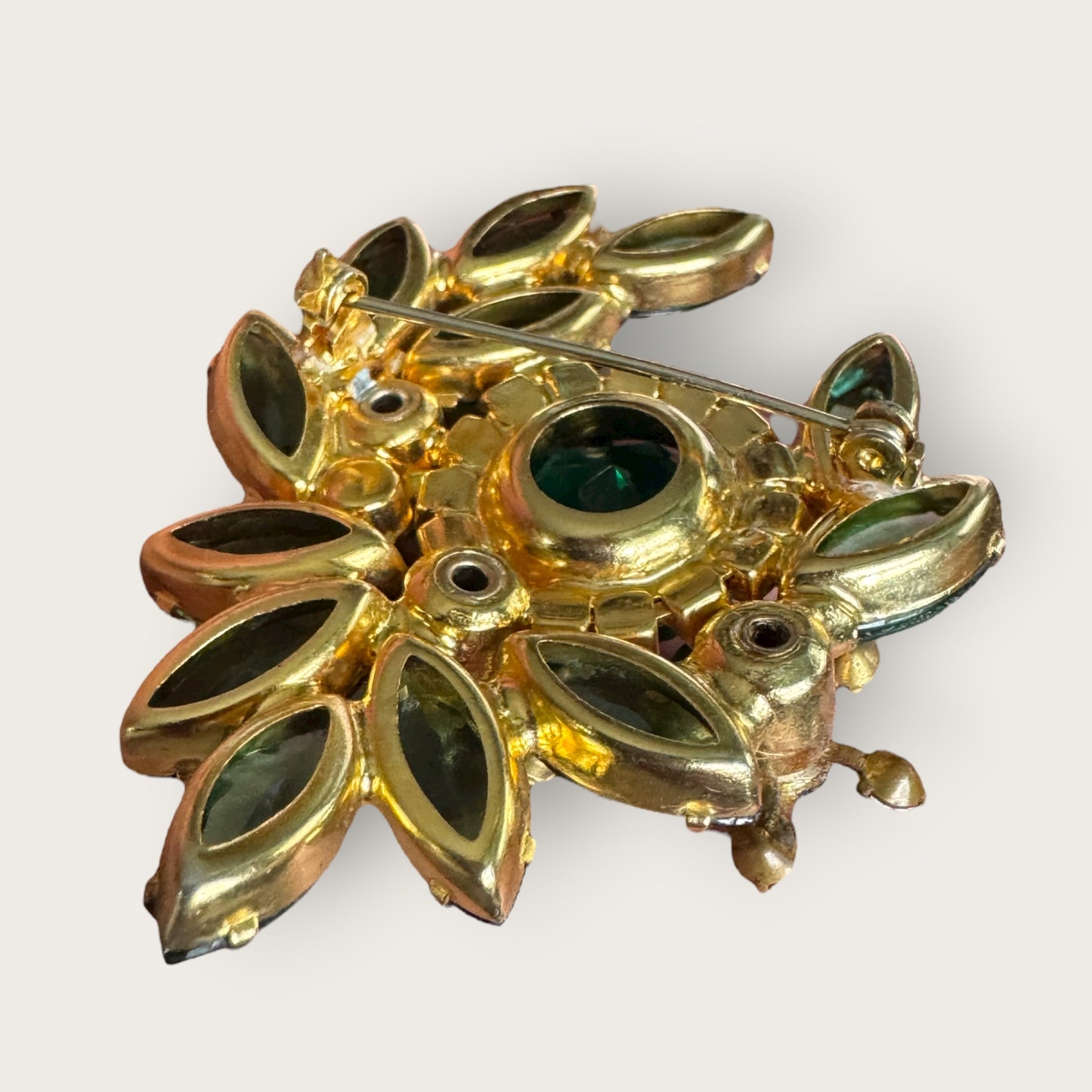 Verified Juliana Green Navette & Dentelle Florette Aurora Borealis Brooch