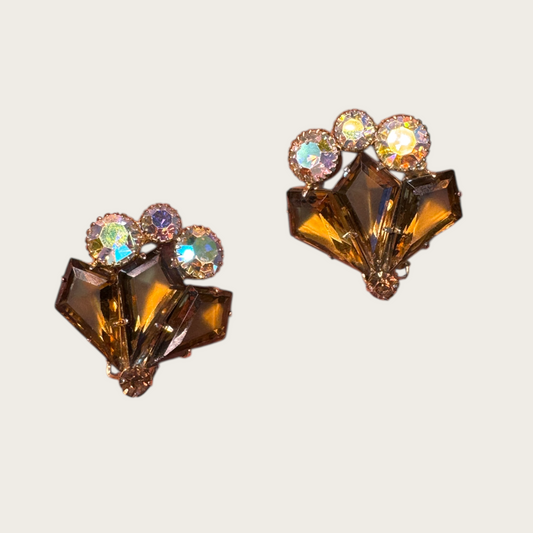 Verified Juliana Root Beer Aurora Borealis Fan Earrings — Book Piece