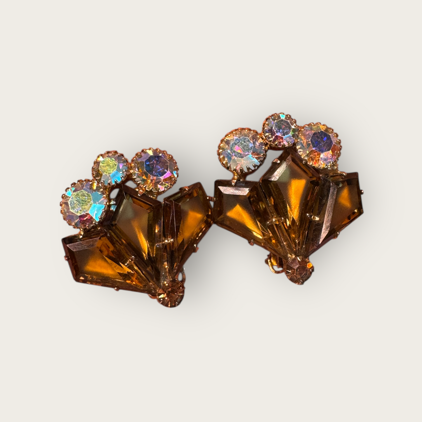 Verified Juliana Root Beer Aurora Borealis Fan Earrings — Book Piece