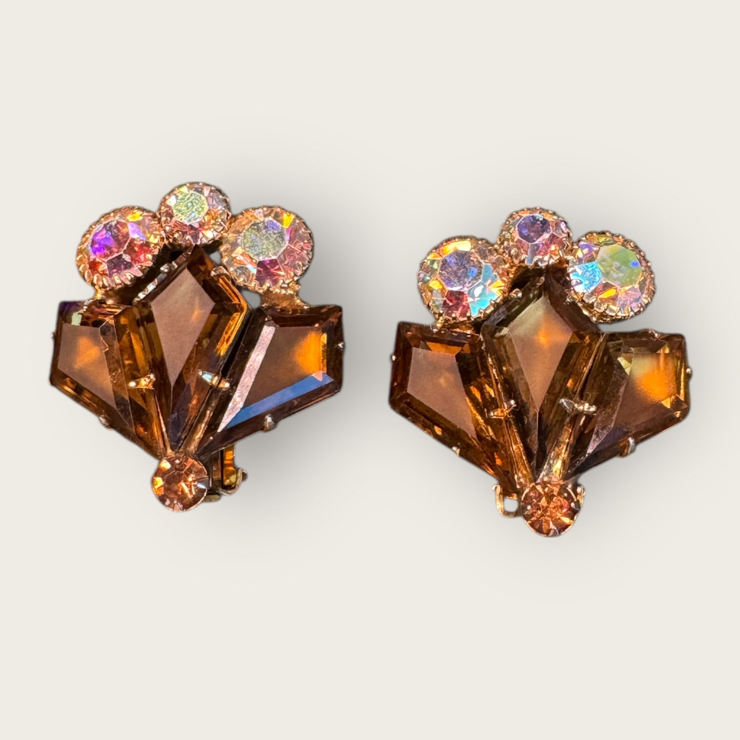 Verified Juliana Root Beer Aurora Borealis Fan Earrings — Book Piece
