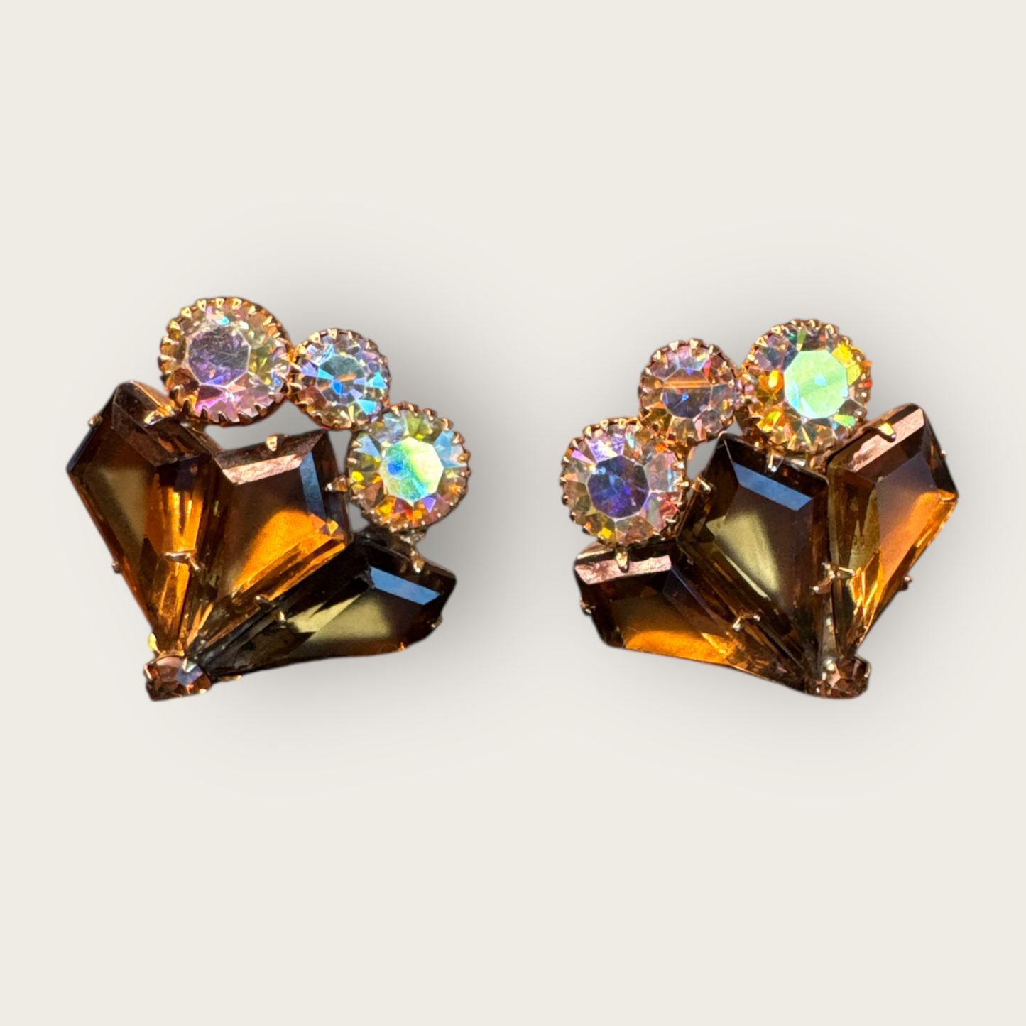 Verified Juliana Root Beer Aurora Borealis Fan Earrings — Book Piece