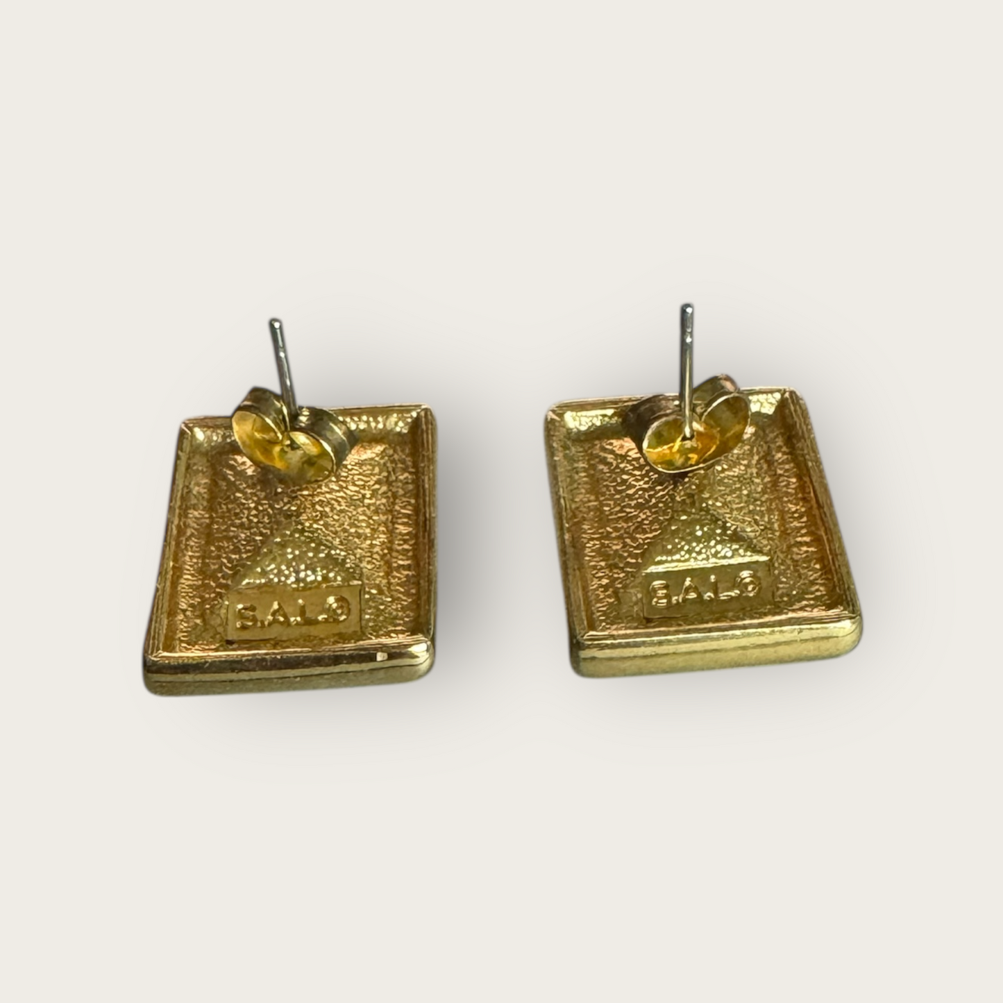 Vintage Swarovski Square Blue Crystal Post Earrings – Gold Bezel Setting