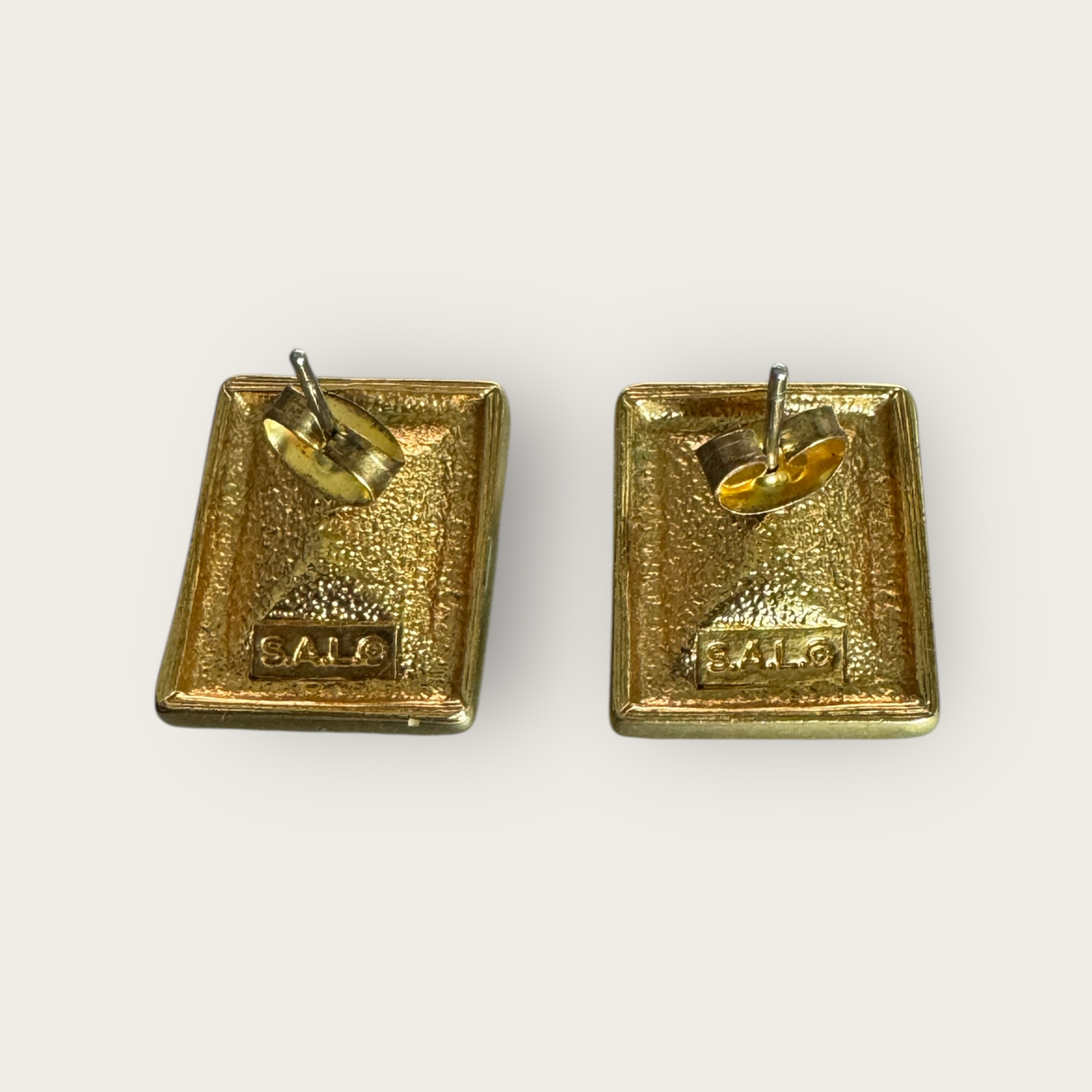 Vintage Swarovski Square Blue Crystal Post Earrings – Gold Bezel Setting