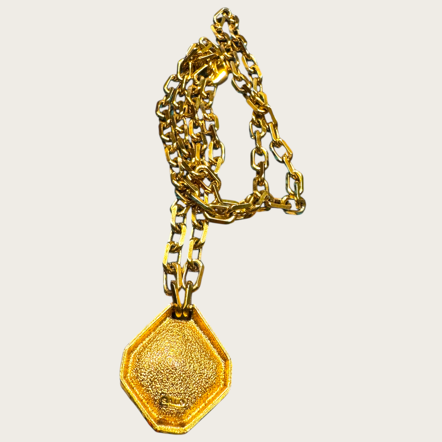 Vintage SAL Swarovski Hexagonal Crystal Pendant Necklace – Gold-Tone