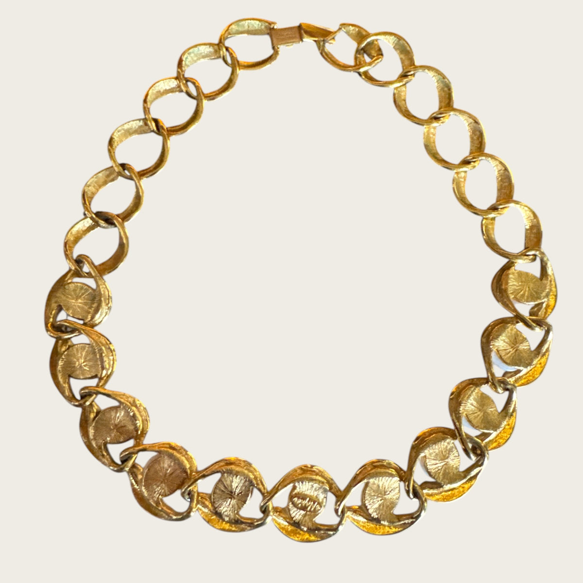 Vintage Napier Patent Pearl & Gold Link Necklace – Late 1980s Sculptural Statement Collar