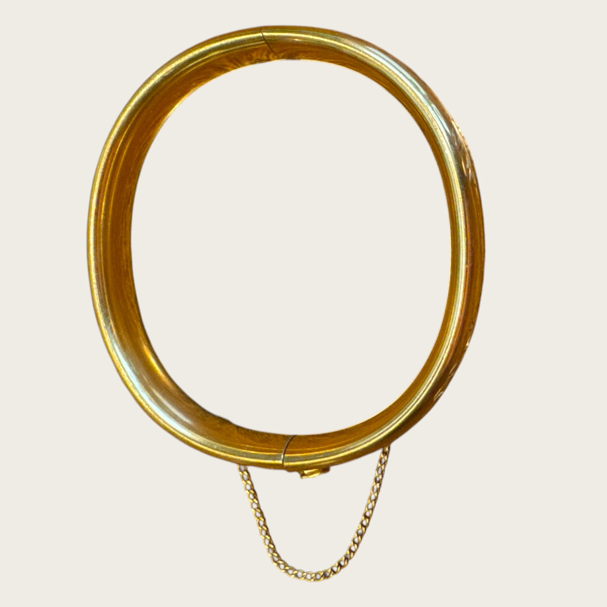 Vintage 1/20 12K Gold-Filled Hand-Engraved Floral Hinged Bangle Bracelet – 22.10g