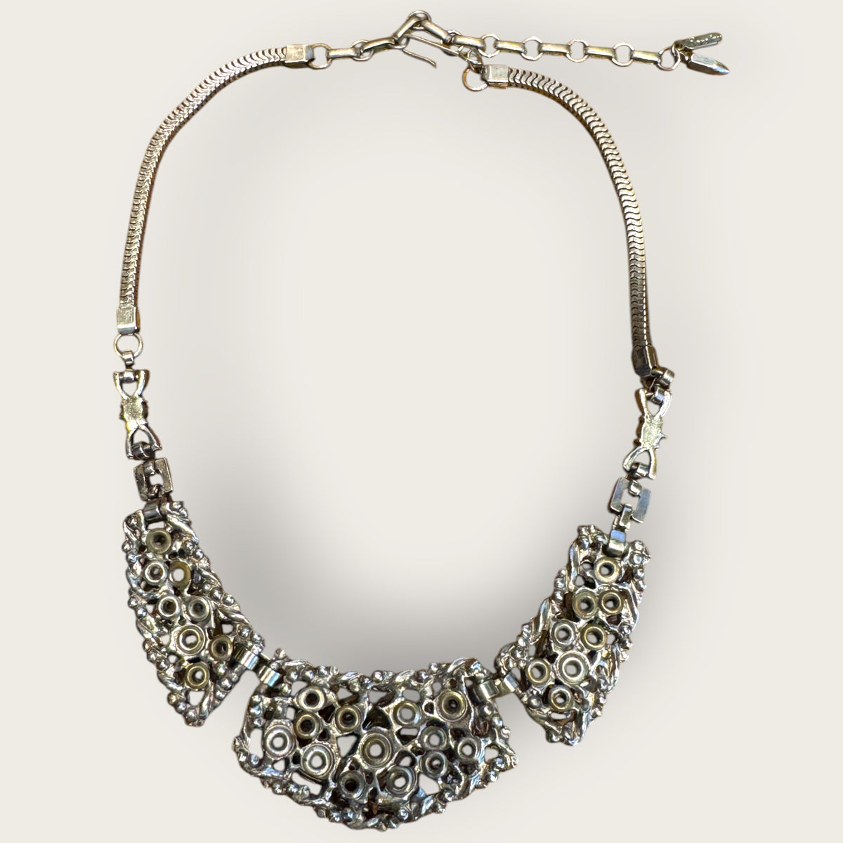 Vintage Barclay Uranium Rhinestone Parure – Signed Necklace, Bracelet & Earrings Set, 1950s Hollywood Regency Glamour