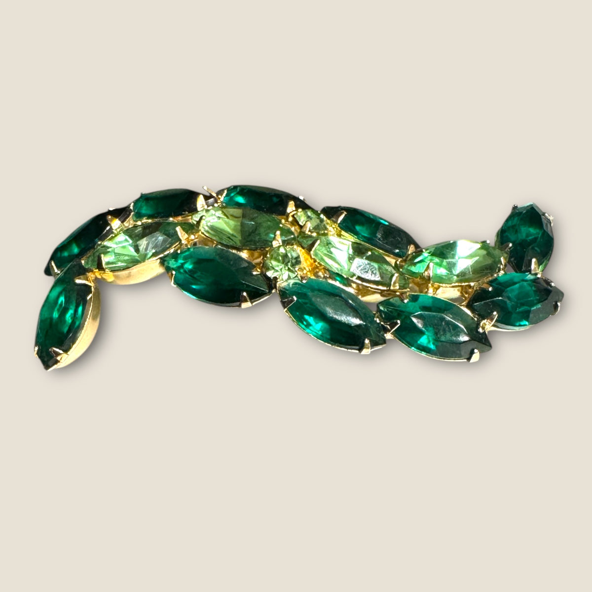 & Peridot Marquis Cluster Brooch – Mid-Century Elegance
