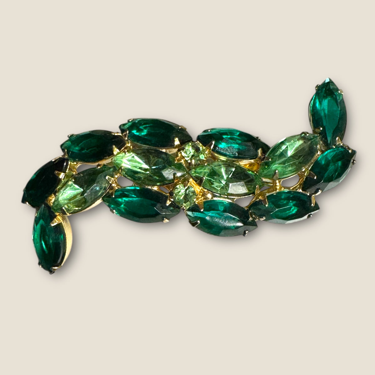 & Peridot Marquis Cluster Brooch – Mid-Century Elegance