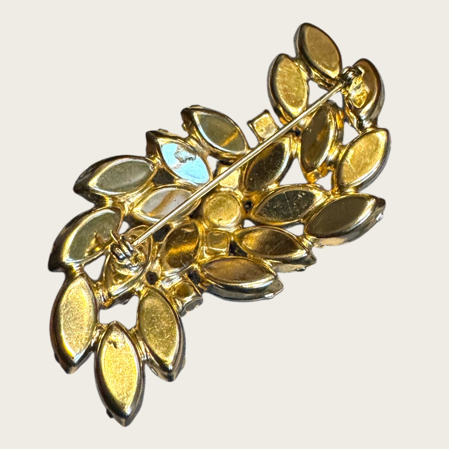 Vintage Light Blue Marquise Rhinestone Spray Brooch – Dimensional Layered Design