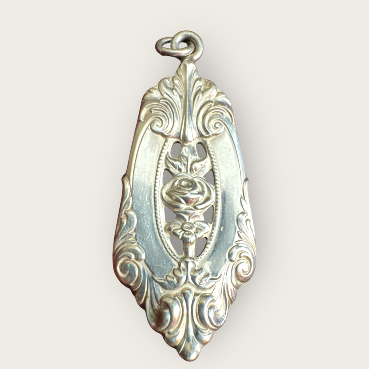 Antique Watson & Newell Sterling Silver Art Nouveau Rose Pendant