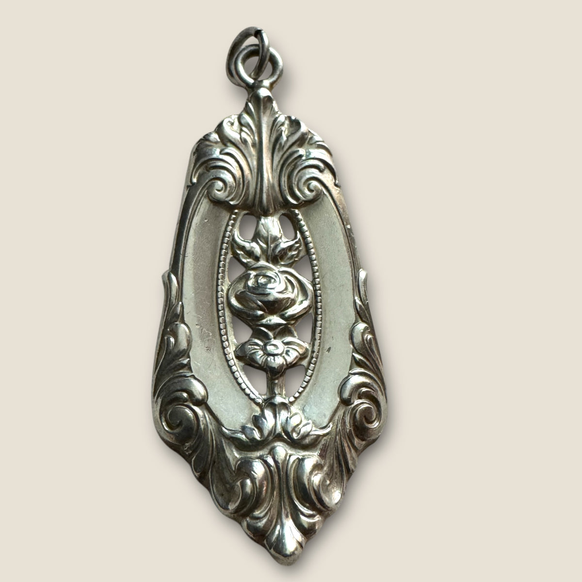 Antique Watson & Newell Sterling Silver Art Nouveau Rose Pendant
