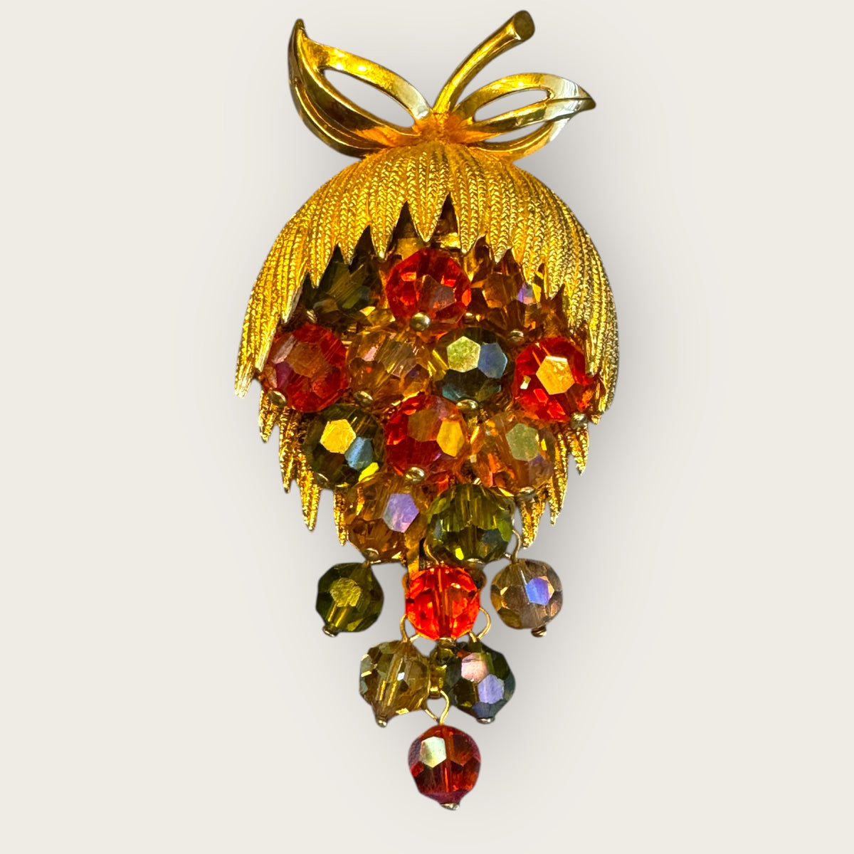 Vintage Gold-Tone Cha-Cha Cluster Brooch – Autumn Crystal Cascade