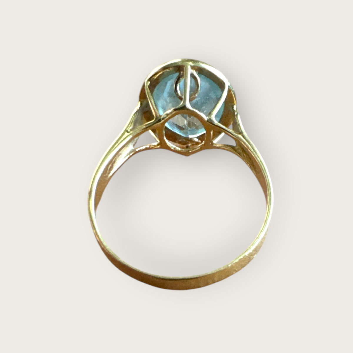 Natural Blue Topaz Oval Bezel-Set Ring in Solid 14K Gold – Size 7 | Private Collection
