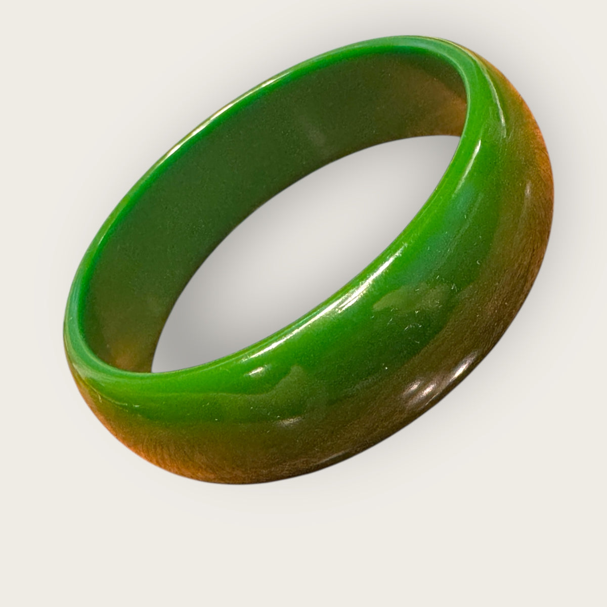 Vintage Authentic Bakelite Bangle – Deep Forest Green Marbled Catalin – 1930s–1940s Tested
