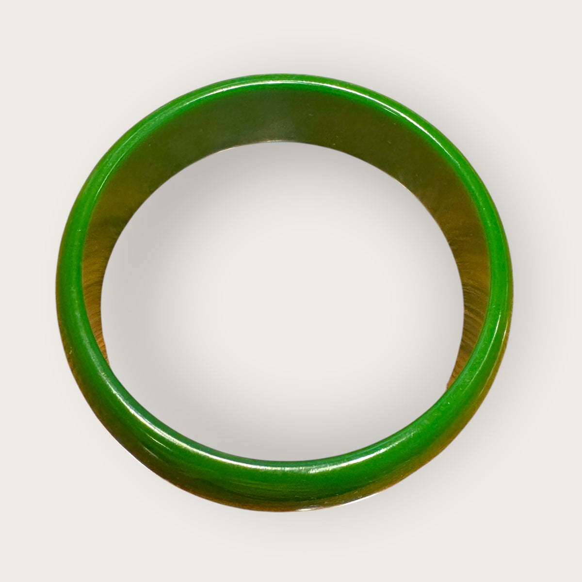 Vintage Authentic Bakelite Bangle – Deep Forest Green Marbled Catalin – 1930s–1940s Tested