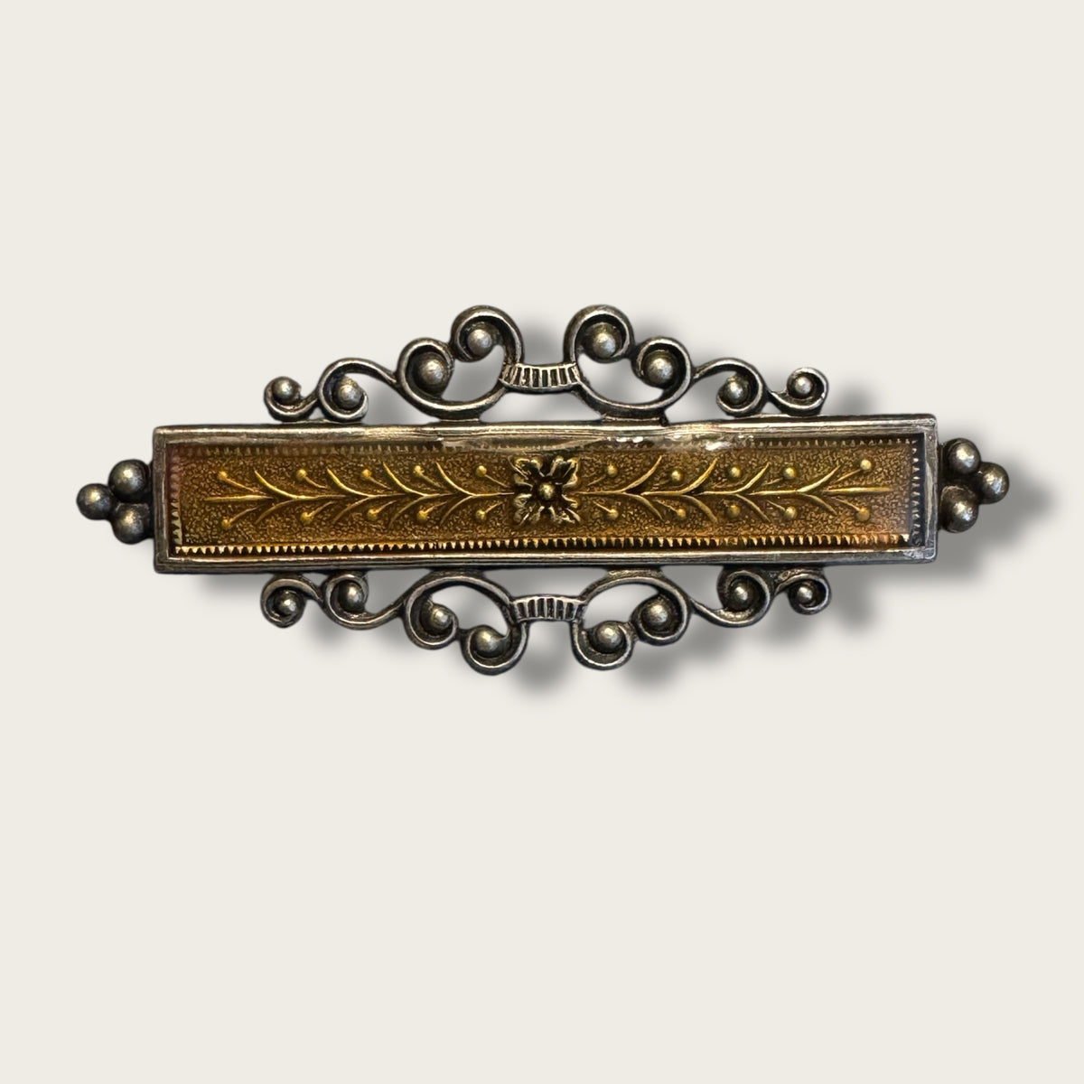 Antique Art Nouveau–Deco Transitional Bar Brooch with Trombone Clasp | 1910s–1920s