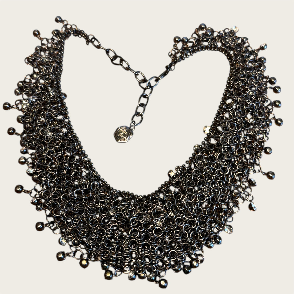 Graziano Black Mesh Waterfall Crystal Collar Necklace – Runway Statement Piece
