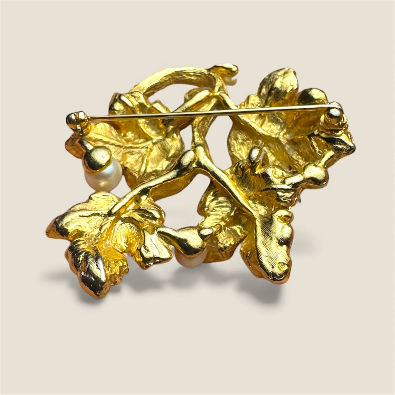 Vintage Mid-Century Gemstone & Pearl Branch Brooch – Unsigned Artisan, Swoboda-Style