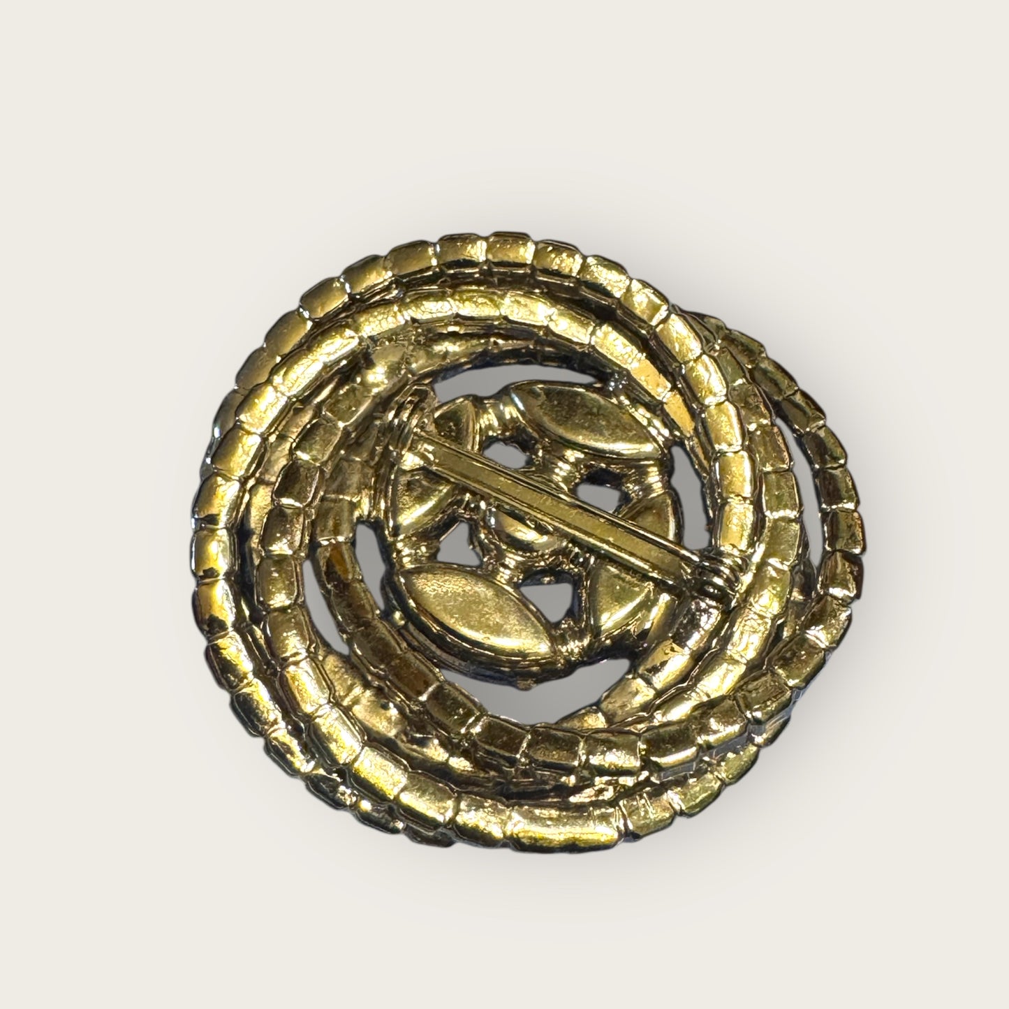 Vintage Layered Spiral Clear Rhinestone Statement Brooch