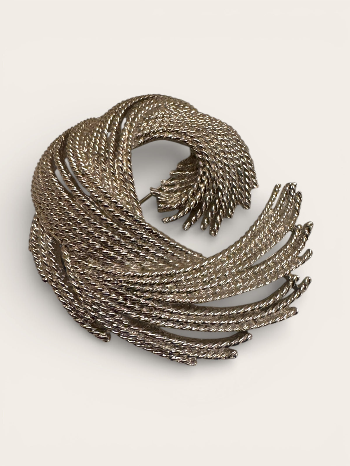 Vintage Monet Sculptural Swirl Brooch – Silver Tone Statement Pin