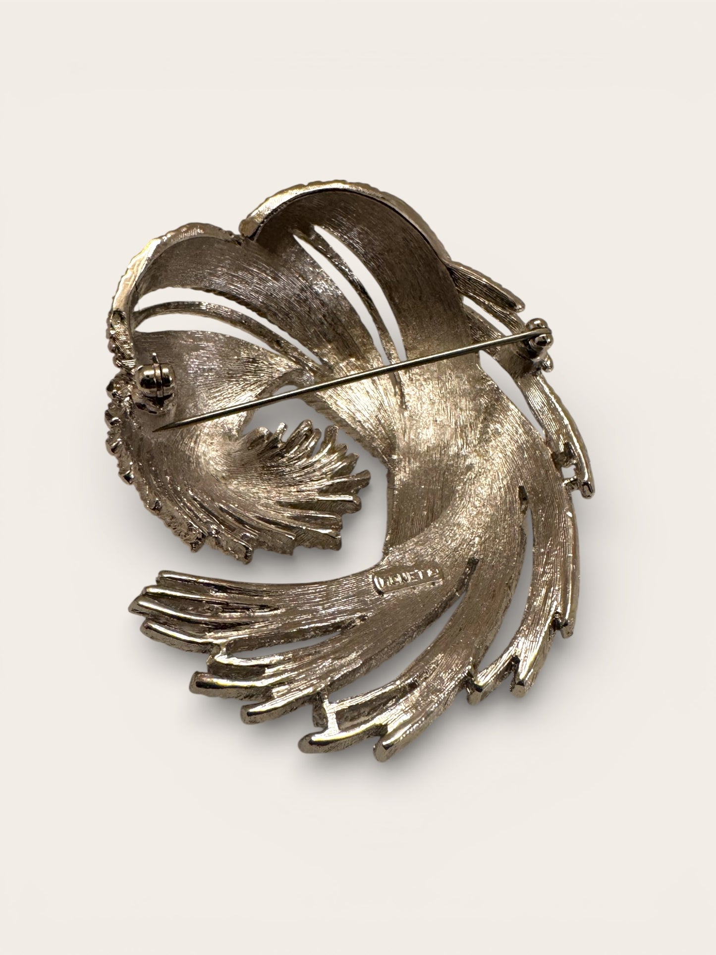 Vintage Monet Sculptural Swirl Brooch – Silver Tone Statement Pin