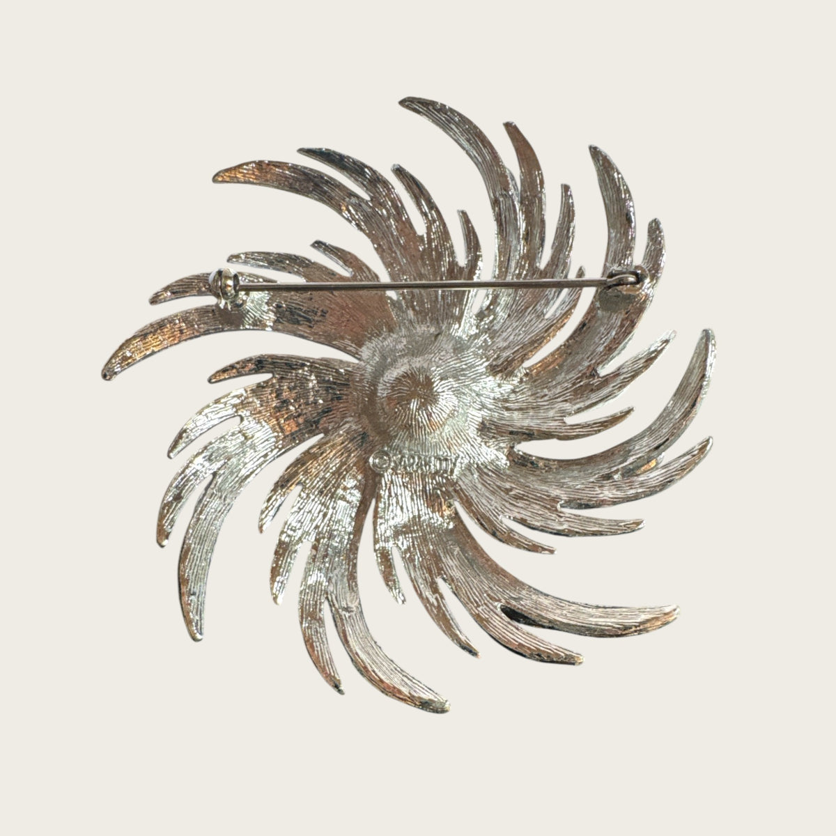 Vintage SARAH Coventry Spiral Pearl Statement Brooch – Silver Tone Elegance