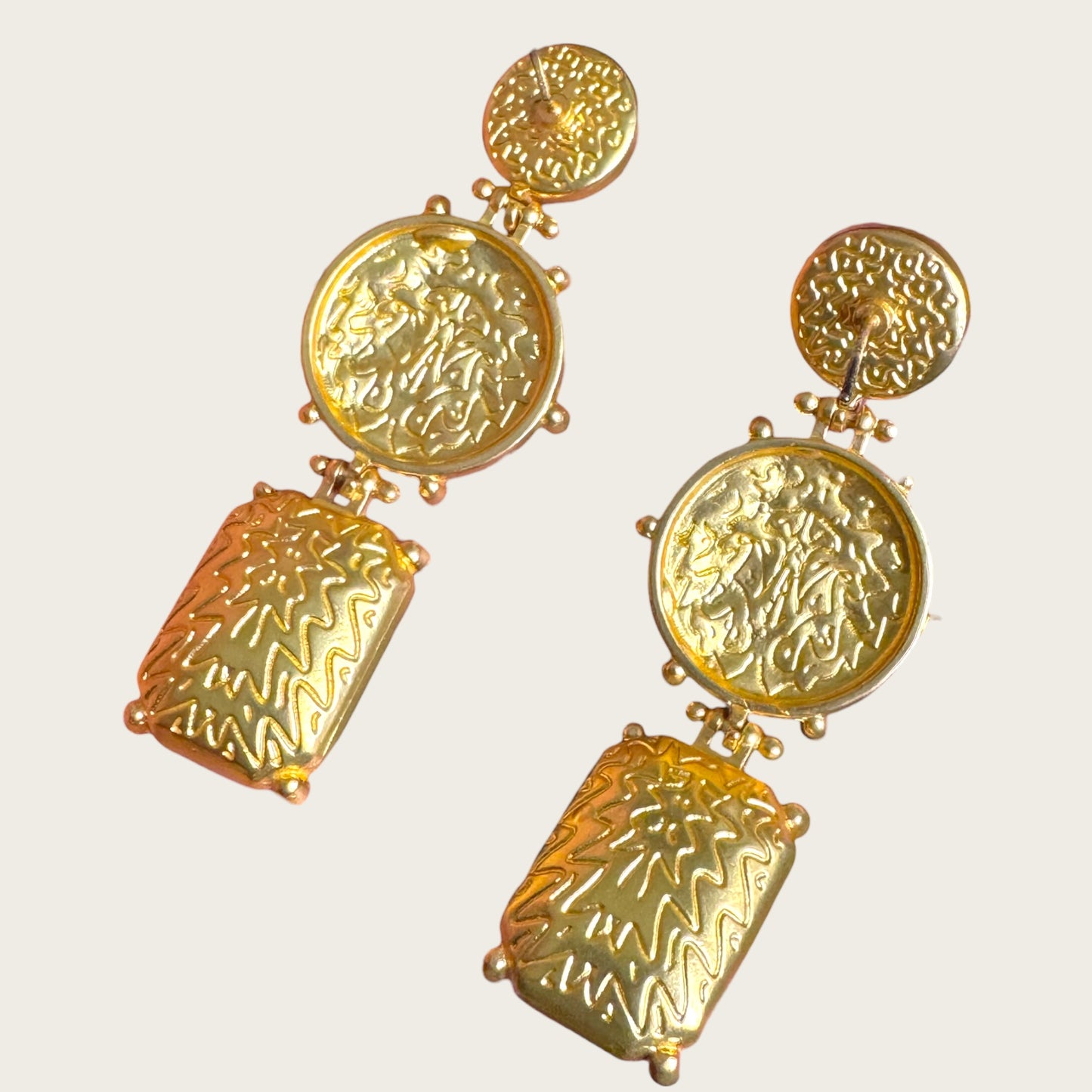 Dominique Aurientis Style French Gripoix Lapis & Roman Coin Dangle Earrings