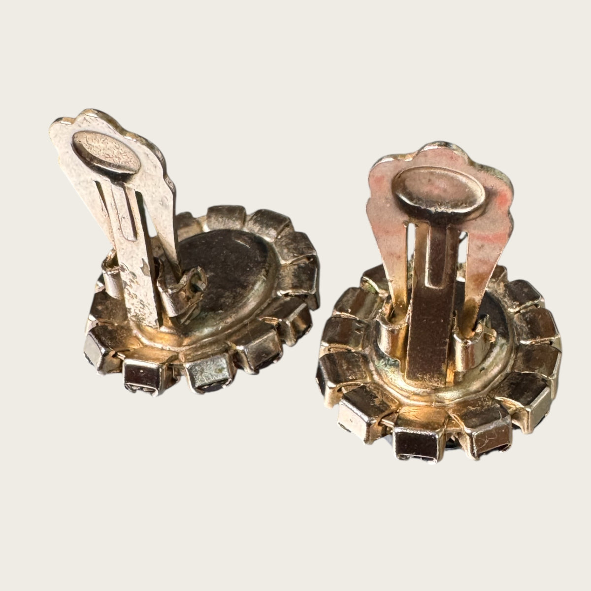 Mid-Century Purple Medley Foiled Rhinestone Clamper Bracelet & Earring Set