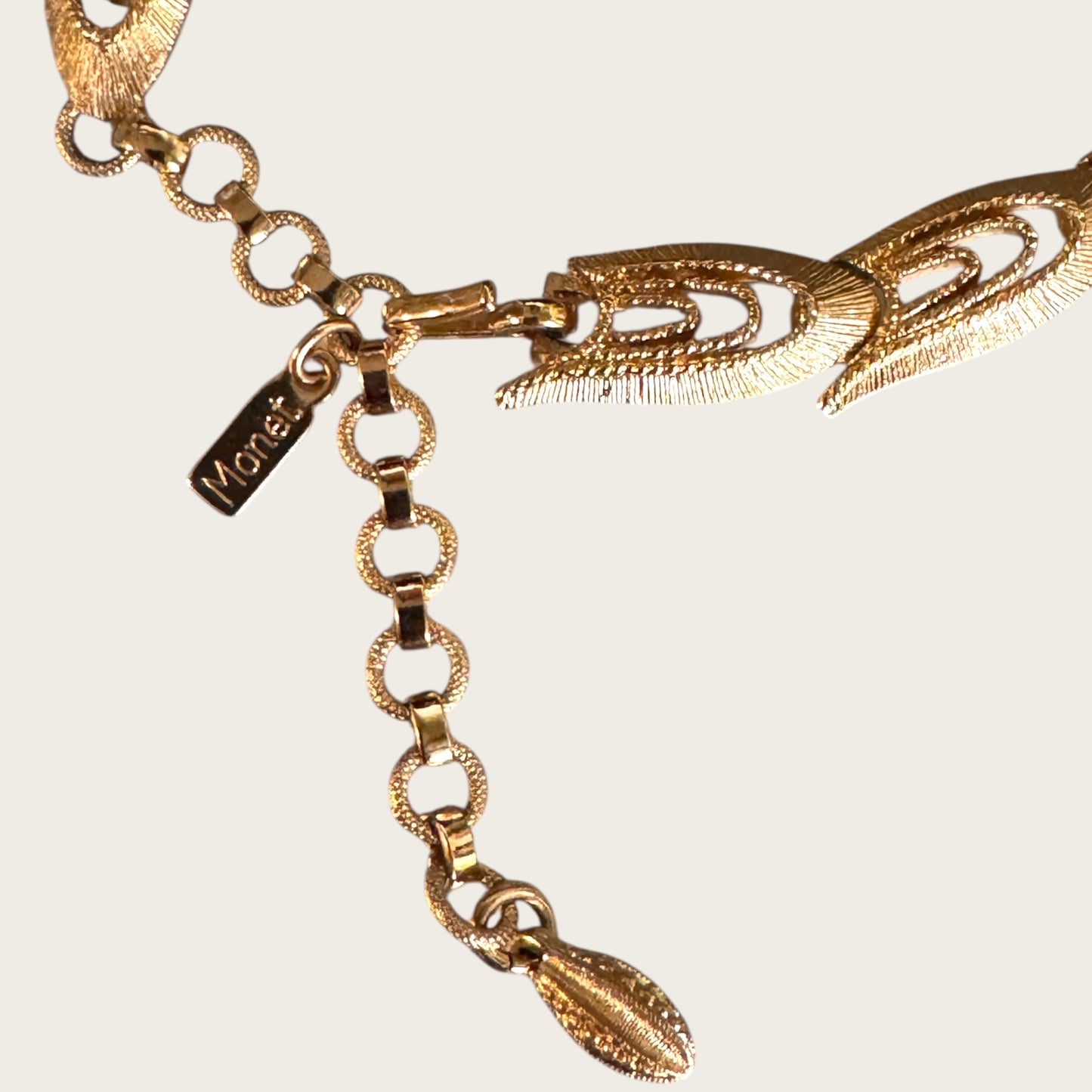 Vintage Monet Sculptural Openwork Articulated Gold Collar Necklace