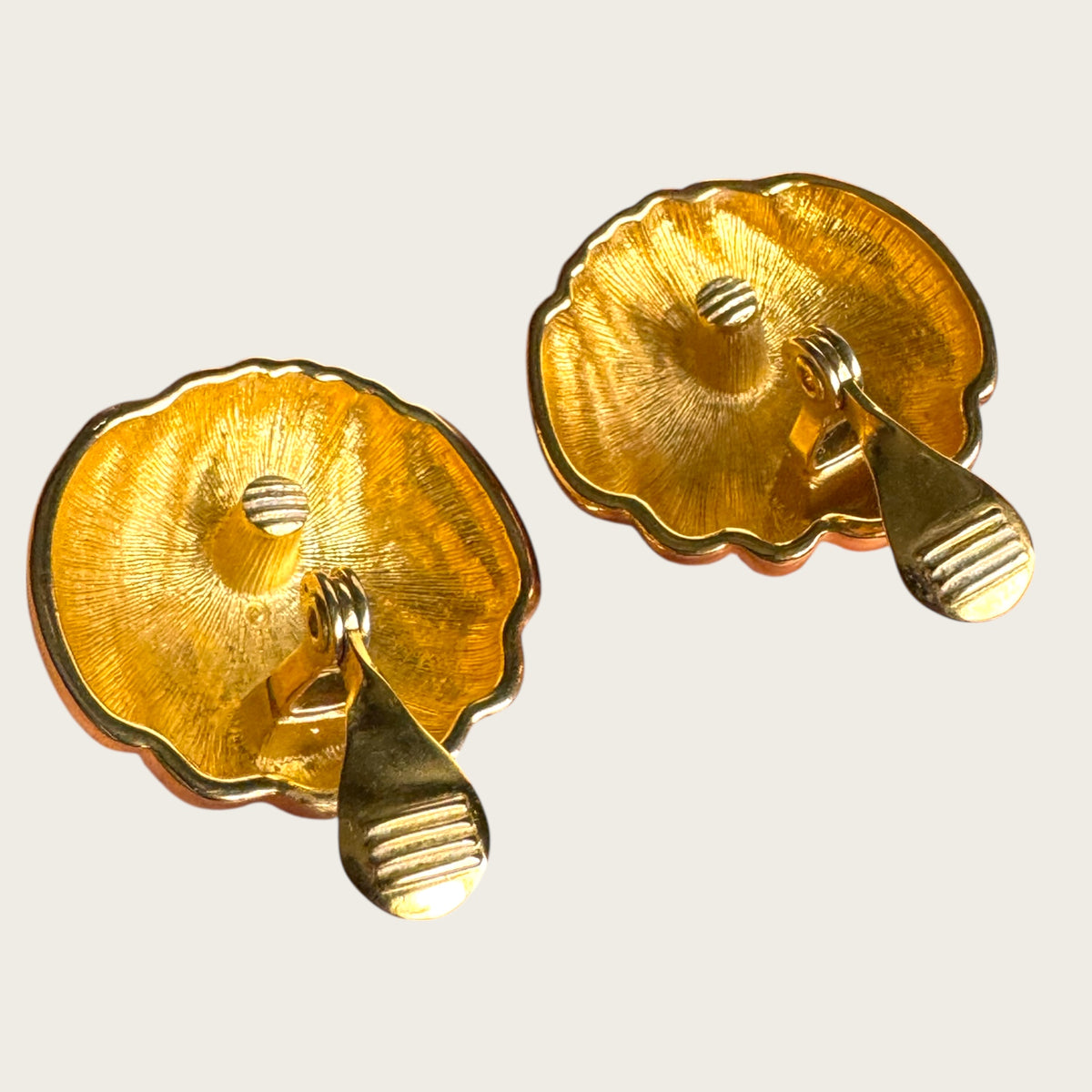Vintage Monet Sculpted Gold Dome Earrings – Classic Statement