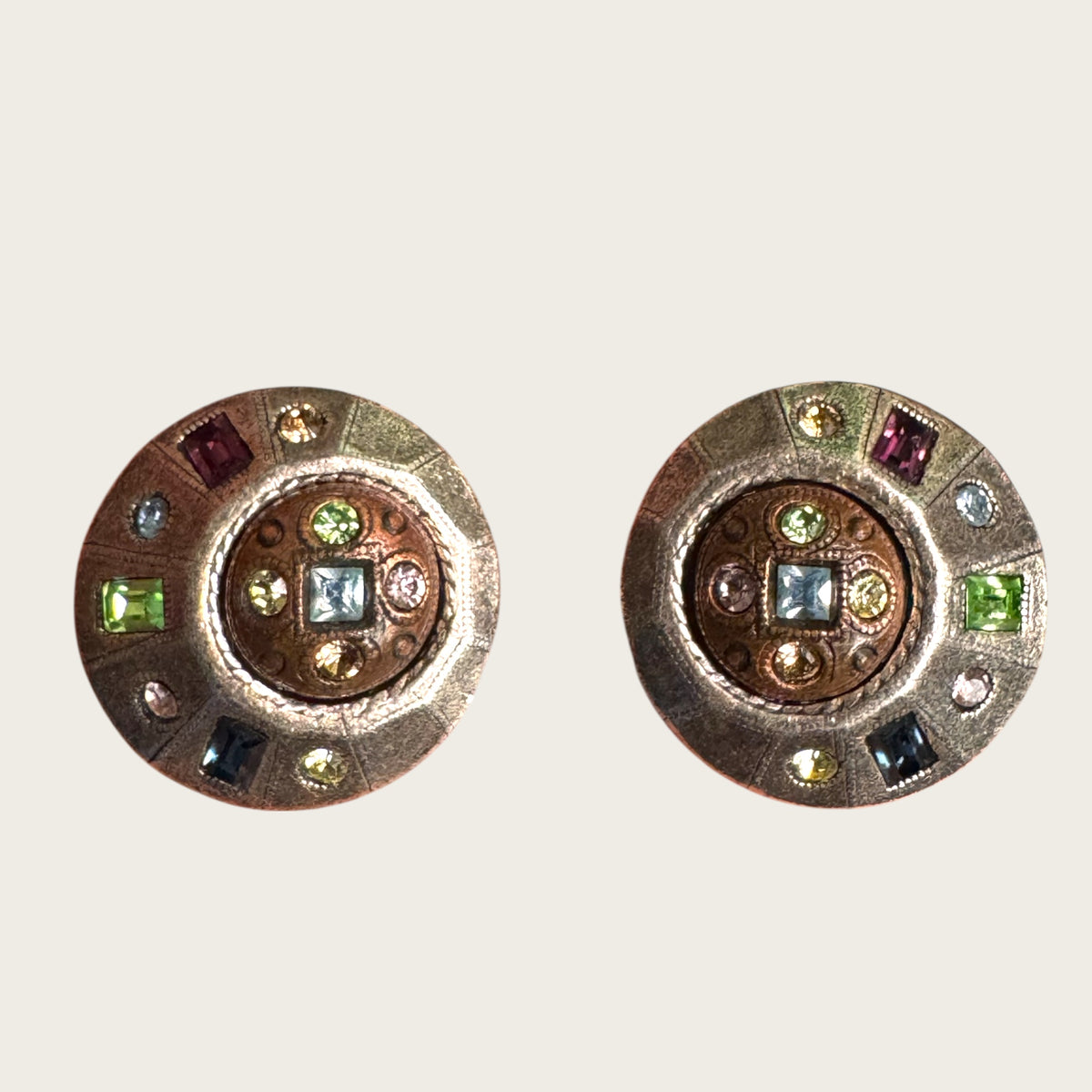 Patricia Locke Austrian Crystal Asymmetrical Mini Dome Earrings