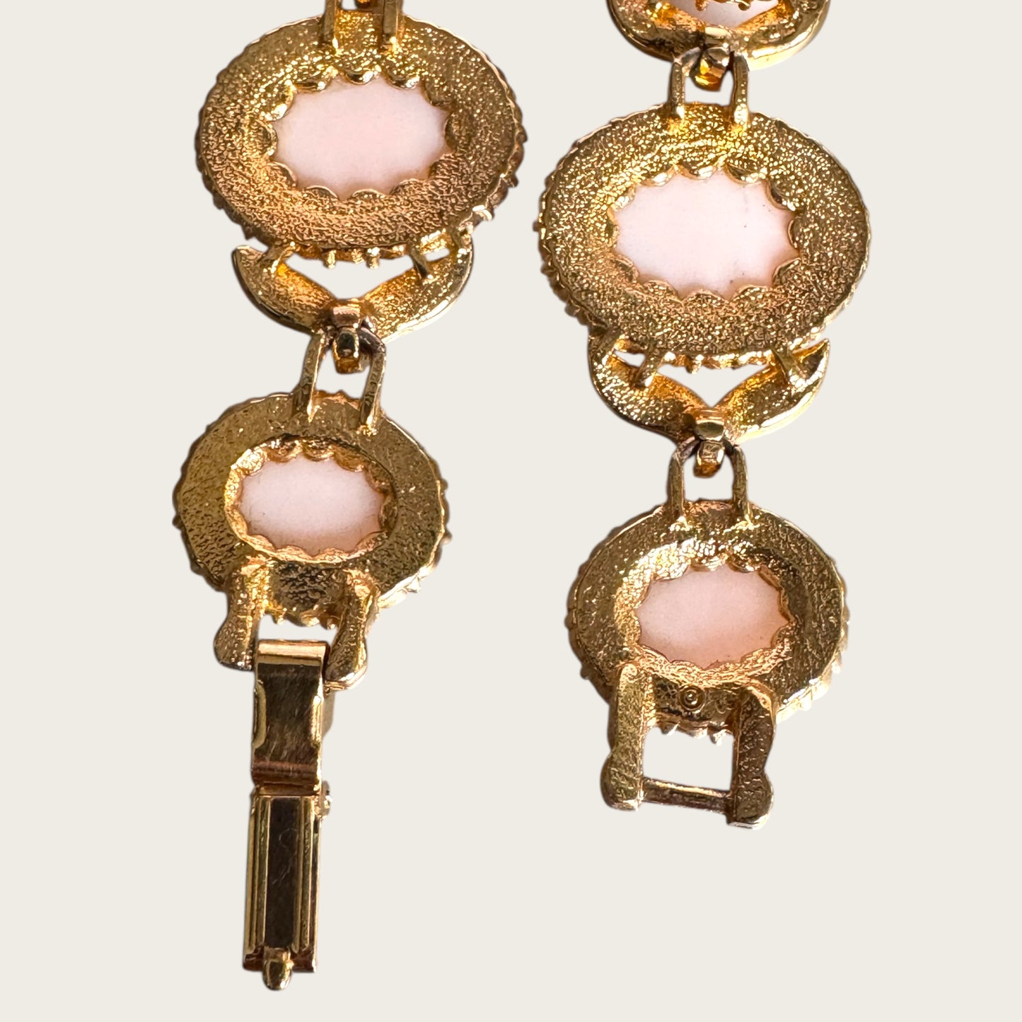 Vintage Pale Pink Glass Cabochon Statement Necklace