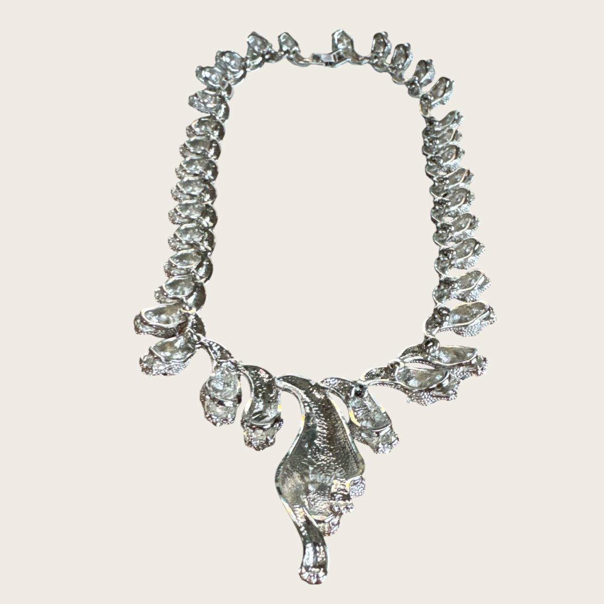 The Sapphire Leopard — Articulated Leopard Necklace & Clip-On Earrings Set (Unsigned, Vintage)