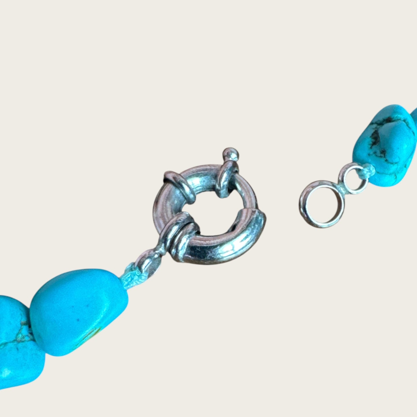 Vintage Stabilized Turquoise Nugget Necklace – Hand-Strung Natural Stone Beads with Toggle Closure