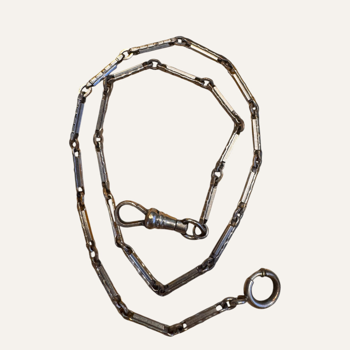 Vintage Bates & Bacon Watch Fob Chain – Silver-Tone