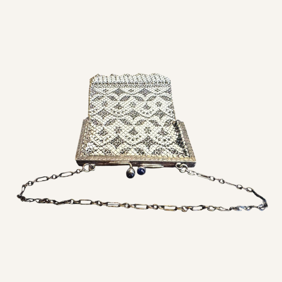 Antique Mandalian Mfg. Enameled Metal Mesh Purse | Art Deco 1920s Flapper Evening Bag