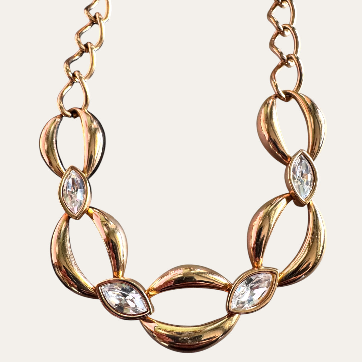 Vintage 1980s S.A.L. Swarovski Marquise Crystal Necklace & Bracelet Demi-Parure