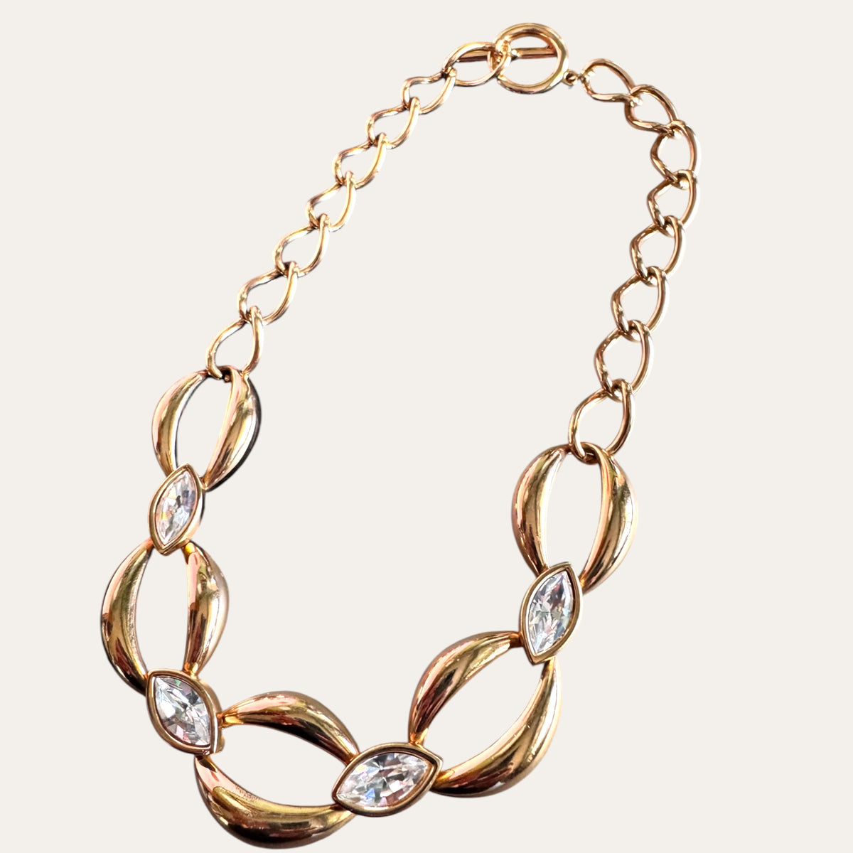Vintage 1980s S.A.L. Swarovski Marquise Crystal Necklace & Bracelet Demi-Parure