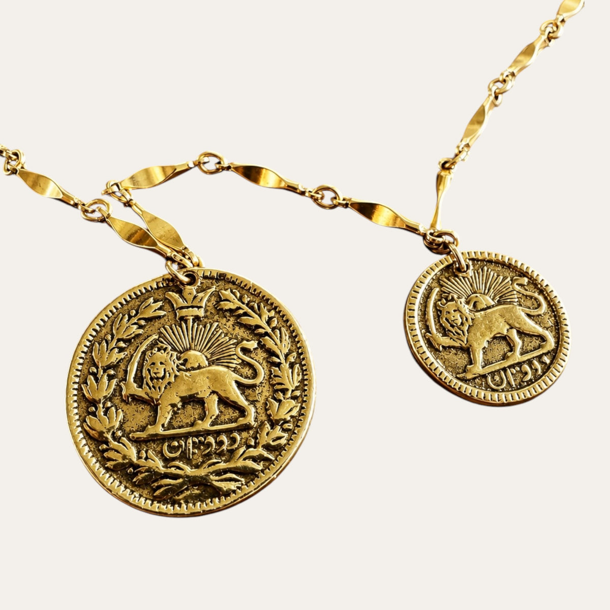 Authentic Vintage Goldette N.Y. Three-Strand Gold Coin Medallion Statement Necklace | c. Late 1950s–Early 1960s