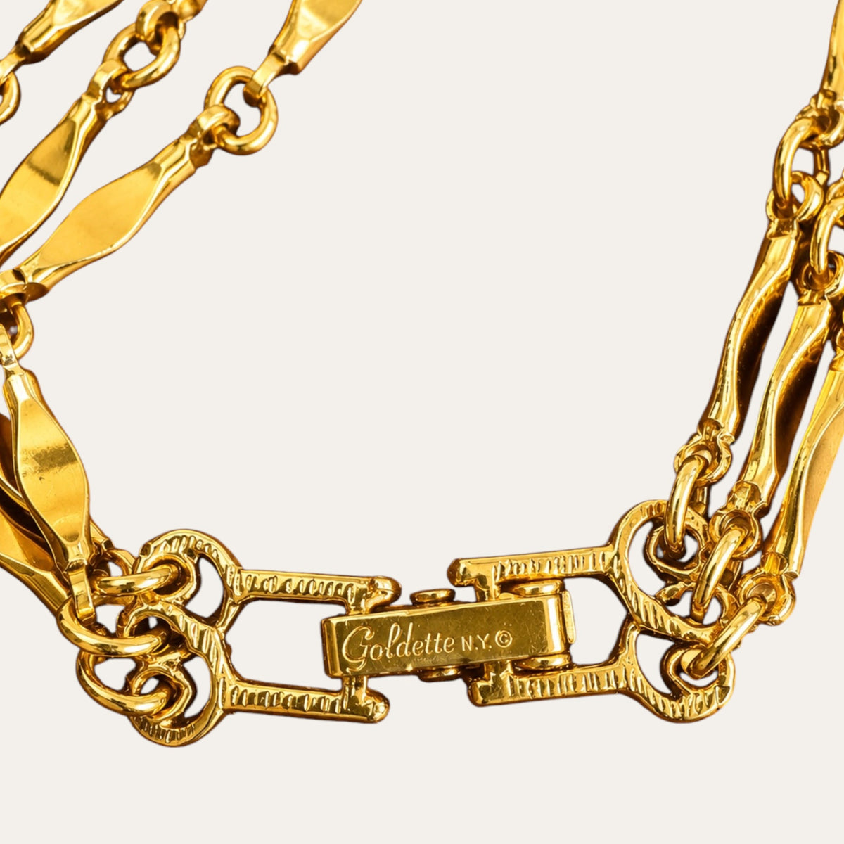 Authentic Vintage Goldette N.Y. Three-Strand Gold Coin Medallion Statement Necklace | c. Late 1950s–Early 1960s