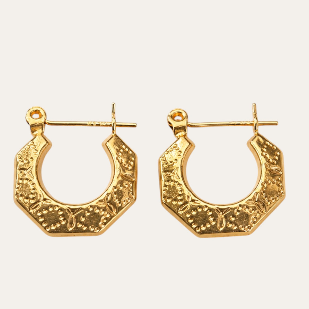 Vintage 14K Yellow Gold Diamond-Cut Huggie Hoop Earrings