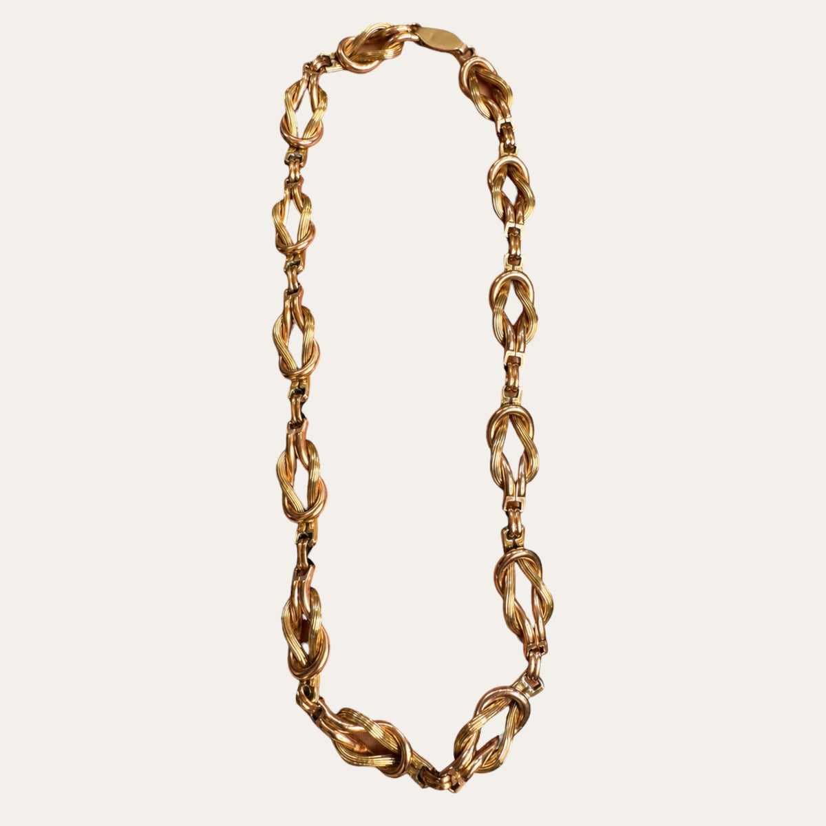 Vintage 1940s 1/20 12K Gold Filled Two-Tone Rose & Yellow Gold Sailor Knot Necklace