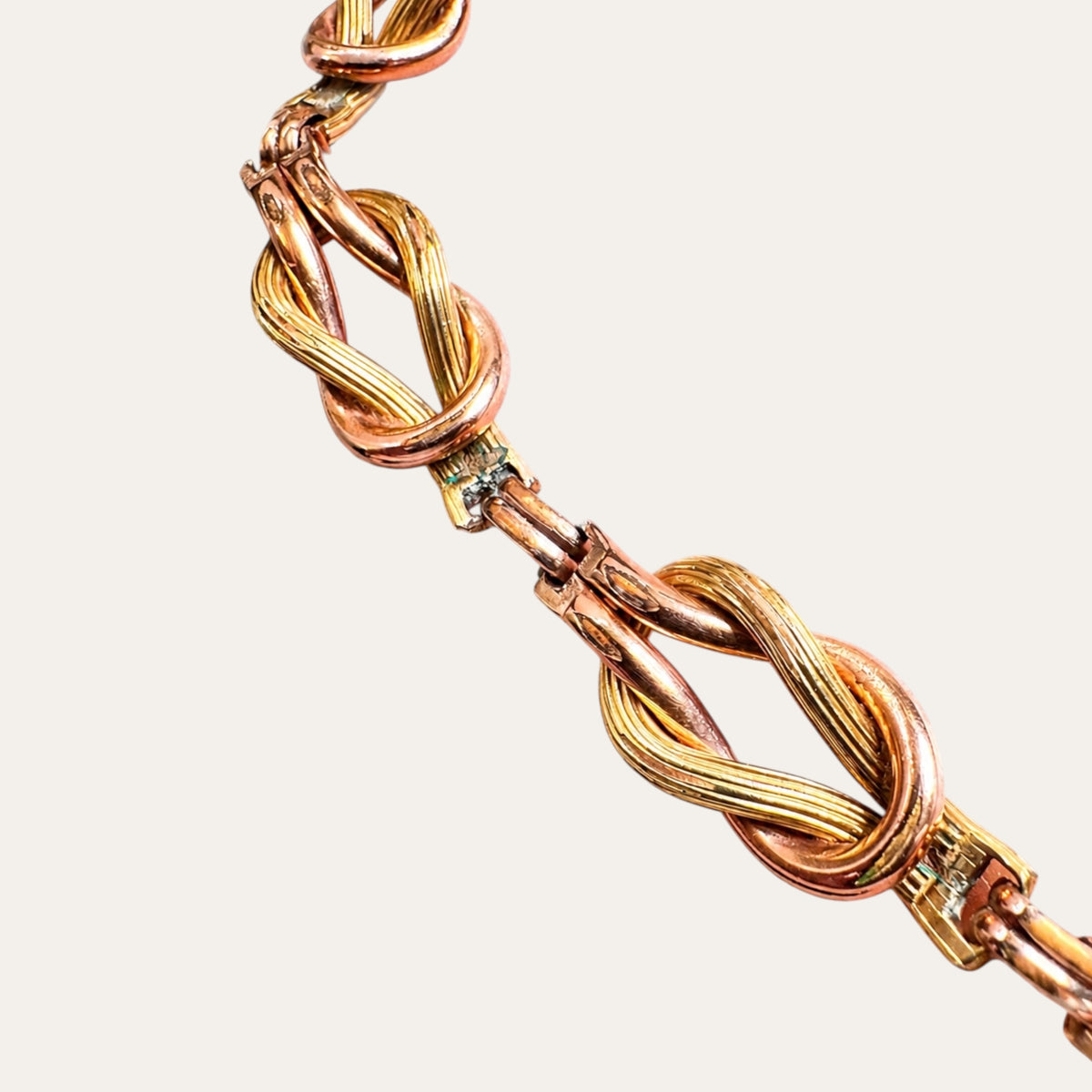 Vintage 1940s 1/20 12K Gold Filled Two-Tone Rose & Yellow Gold Sailor Knot Necklace