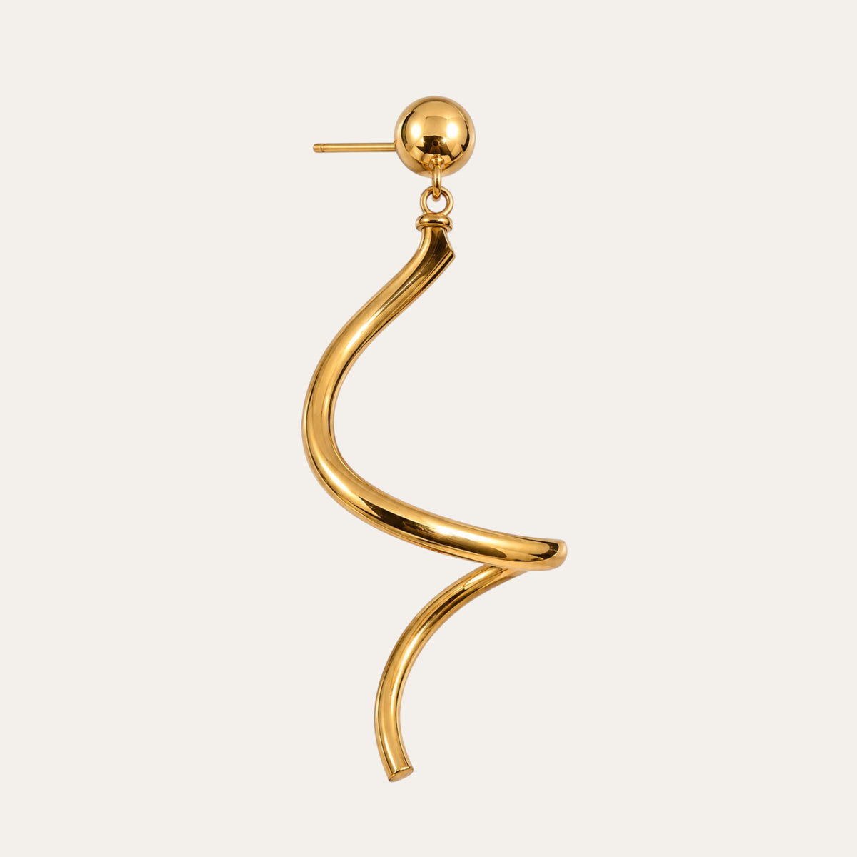 Vintage 14K Yellow Real Gold Sculptural Twirl Drop Earrings