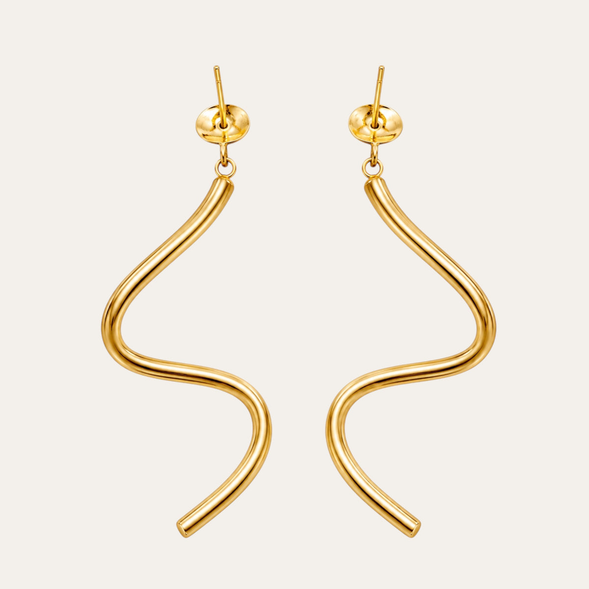 Vintage 14K Yellow Real Gold Sculptural Twirl Drop Earrings