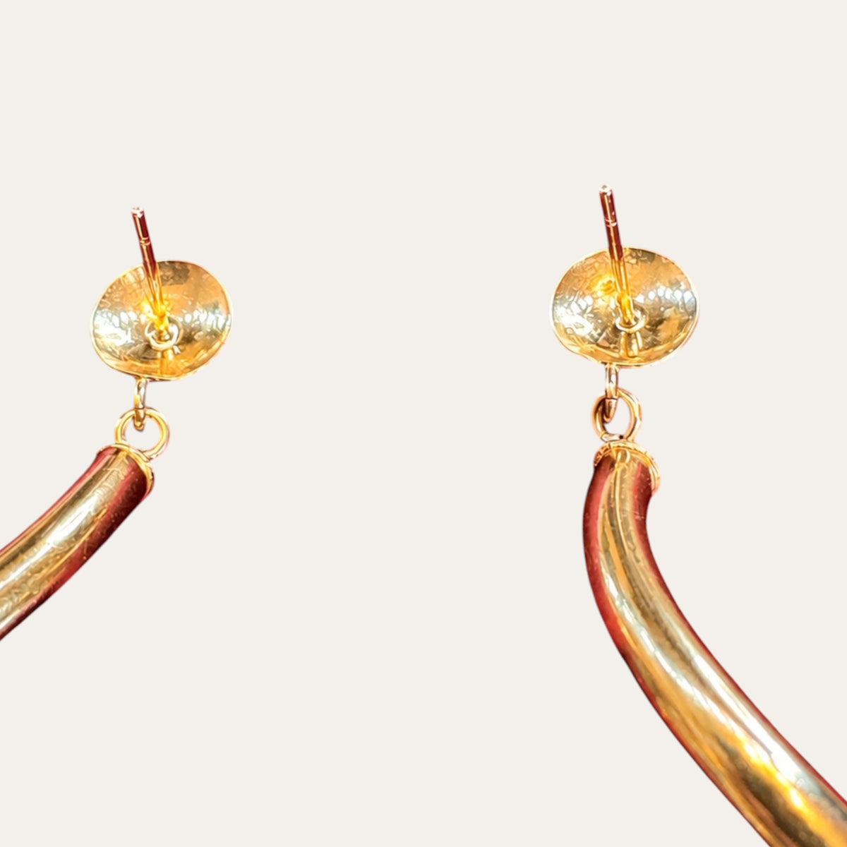 Vintage 14K Yellow Real Gold Sculptural Twirl Drop Earrings