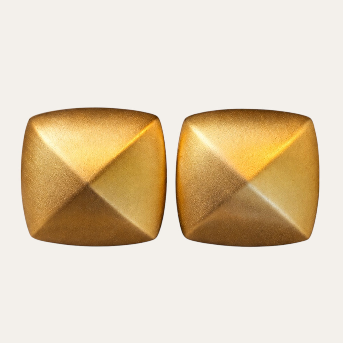 Vintage Givenchy Matte Gold Geometric Pyramid Clip-On Earrings | Circa 1980s–1990s