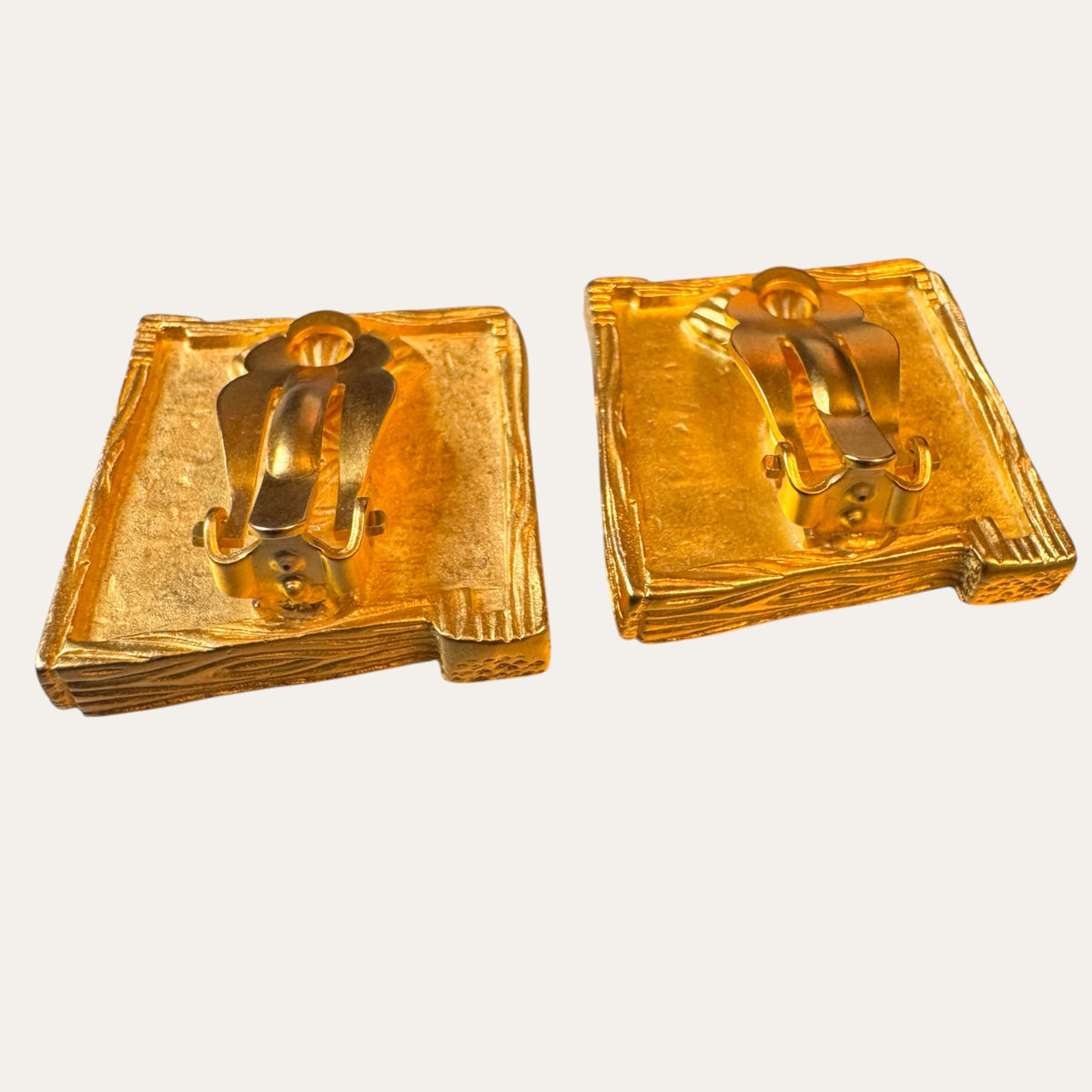 Vintage Karl Lagerfeld Gold & Silver Heart Clip-On Earrings | Circa 1990s